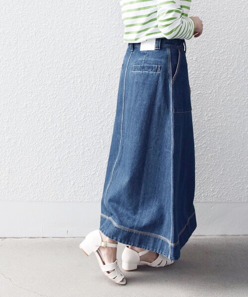 SHIPS any（シップス エニィ）の「SHIPS any:〈ウォッシャブル〉カーゴ ミディ デニム スカート［SHIPS any DENIM］（デニムスカート・レディース・ネイビー・36/38/40）」の8枚目の写真