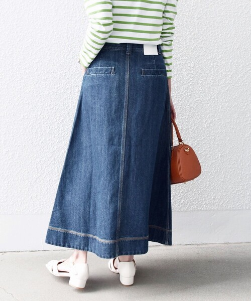 SHIPS any（シップス エニィ）の「SHIPS any:〈ウォッシャブル〉カーゴ ミディ デニム スカート［SHIPS any DENIM］（デニムスカート・レディース・ネイビー・36/38/40）」の9枚目の写真