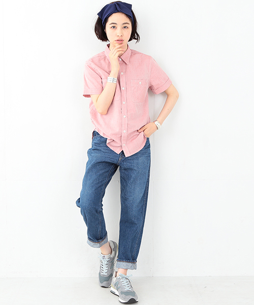 BEAMS BOY（ビームスボーイ）の「○BEAMS BOY / シャンブレー ワーク ショートスリーブ（シャツ/ブラウス・レディース・レッド/サックスブルー/ネイビー・ONE SIZE）」の21枚目の写真