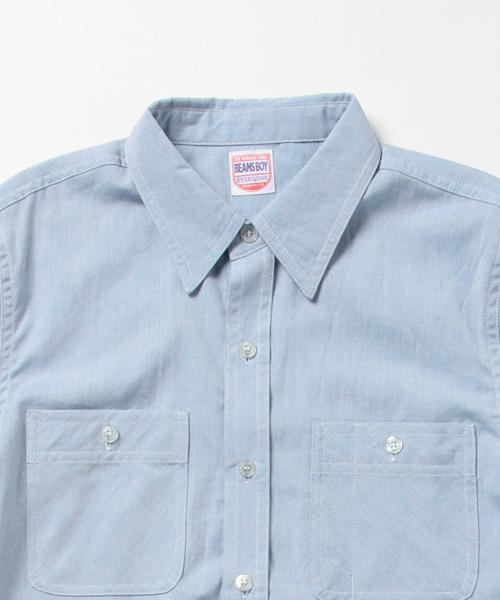 BEAMS BOY（ビームスボーイ）の「○BEAMS BOY / シャンブレー ワーク ショートスリーブ（シャツ/ブラウス・レディース・レッド/サックスブルー/ネイビー・ONE SIZE）」の5枚目の写真