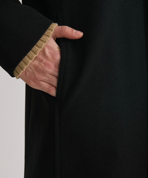 UNITED TOKYO(ユナイテッドトウキョウ)の「メルトンジャージ ミドルステンカラーコート(ステンカラーコート・メンズ・ブラック/グレイッシュベージュ・1/2/3)」の6枚目の写真