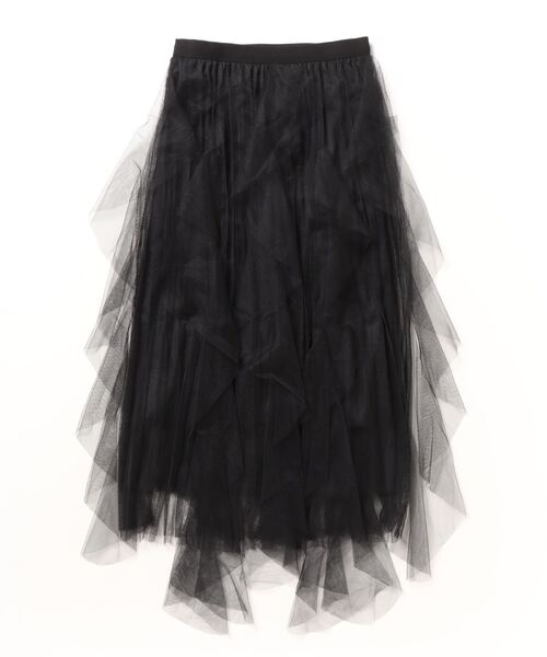 gossip！ロサンゼルス（ゴシップロサンゼルス）の「ヘムフリルチュールスカート（スカート・レディース・ブラック/オフホワイト/ブラウン・FREE）」の6枚目の写真