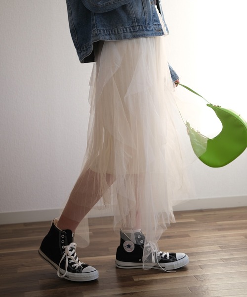 gossip！ロサンゼルス（ゴシップロサンゼルス）の「ヘムフリルチュールスカート（スカート・レディース・ブラック/オフホワイト/ブラウン・FREE）」の10枚目の写真