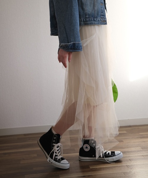 gossip！ロサンゼルス（ゴシップロサンゼルス）の「ヘムフリルチュールスカート（スカート・レディース・ブラック/オフホワイト/ブラウン・FREE）」の11枚目の写真