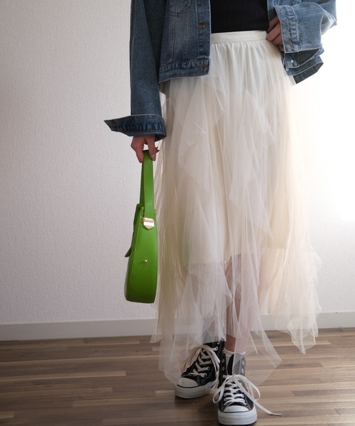 gossip！ロサンゼルス（ゴシップロサンゼルス）の「ヘムフリルチュールスカート（スカート・レディース・ブラック/オフホワイト/ブラウン・FREE）」の17枚目の写真