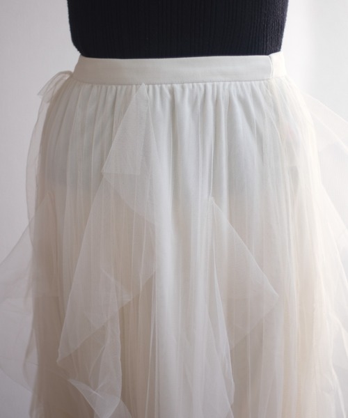 gossip！ロサンゼルス（ゴシップロサンゼルス）の「ヘムフリルチュールスカート（スカート・レディース・ブラック/オフホワイト/ブラウン・FREE）」の18枚目の写真