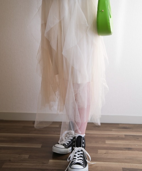 gossip！ロサンゼルス（ゴシップロサンゼルス）の「ヘムフリルチュールスカート（スカート・レディース・ブラック/オフホワイト/ブラウン・FREE）」の15枚目の写真