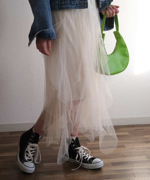 gossip！ロサンゼルス（ゴシップロサンゼルス）の「ヘムフリルチュールスカート（スカート・レディース・ブラック/オフホワイト/ブラウン・FREE）」の16枚目の写真