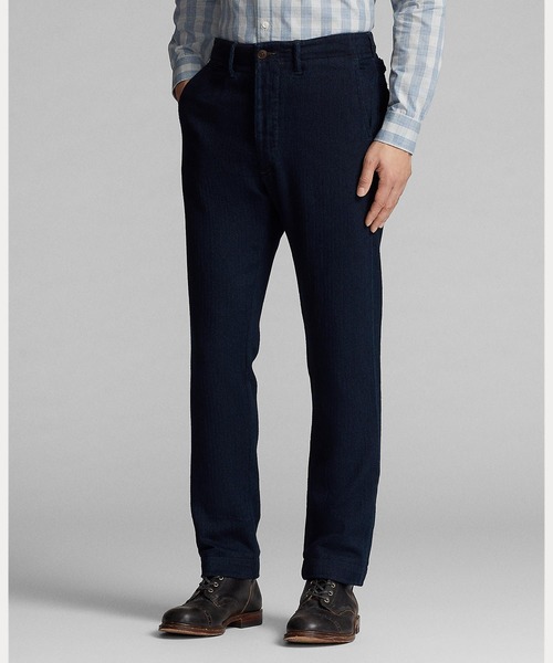 RRL(ダブル アール エル)の「オフィサー インディゴ ヘリンボーン パンツ(その他パンツ・メンズ・ネイビー系1・34/32/32/30/30/30/28/30/36/32/31/30/29/30/33/32/32/32/38/32)」の4枚目の写真