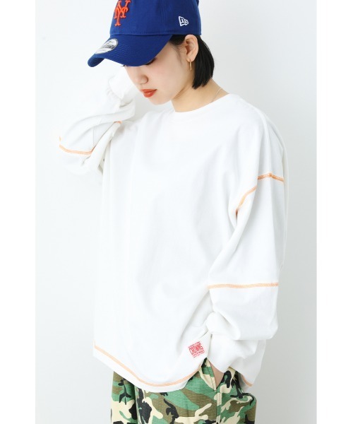 RODEO CROWNS WIDE BOWL（ロデオクラウンズワイドボウル）の「ステッチカラートップス（スウェット・レディース・ピンク/ブラック/オフホワイト/グリーン・FREE）」の2枚目の写真