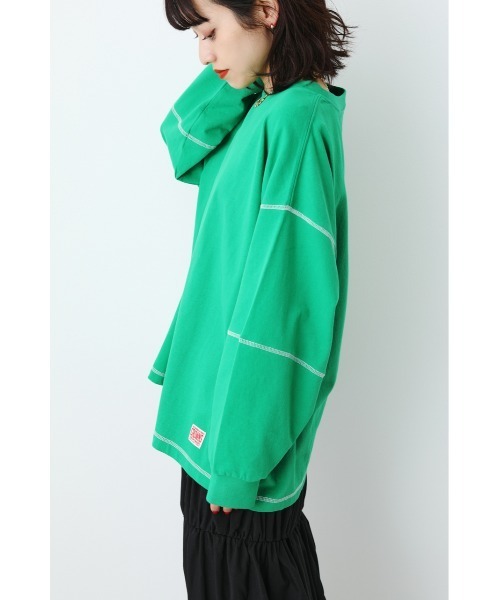 RODEO CROWNS WIDE BOWL（ロデオクラウンズワイドボウル）の「ステッチカラートップス（スウェット・レディース・ピンク/ブラック/オフホワイト/グリーン・FREE）」の9枚目の写真