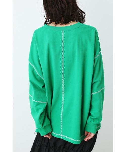 RODEO CROWNS WIDE BOWL（ロデオクラウンズワイドボウル）の「ステッチカラートップス（スウェット・レディース・ピンク/ブラック/オフホワイト/グリーン・FREE）」の10枚目の写真