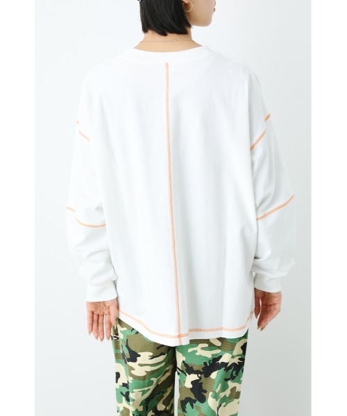 RODEO CROWNS WIDE BOWL（ロデオクラウンズワイドボウル）の「ステッチカラートップス（スウェット・レディース・ピンク/ブラック/オフホワイト/グリーン・FREE）」の12枚目の写真