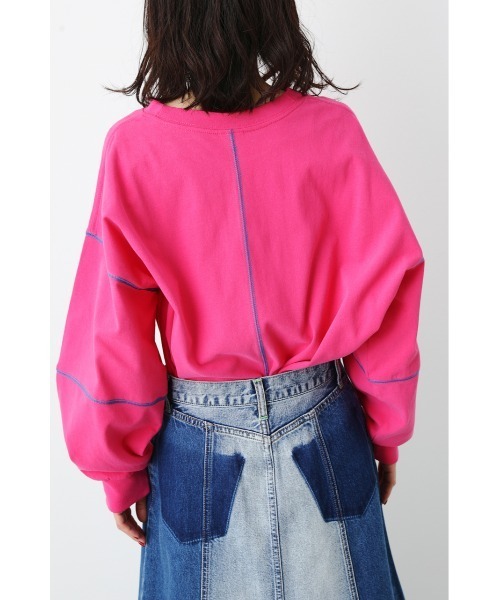 RODEO CROWNS WIDE BOWL（ロデオクラウンズワイドボウル）の「ステッチカラートップス（スウェット・レディース・ピンク/ブラック/オフホワイト/グリーン・FREE）」の15枚目の写真