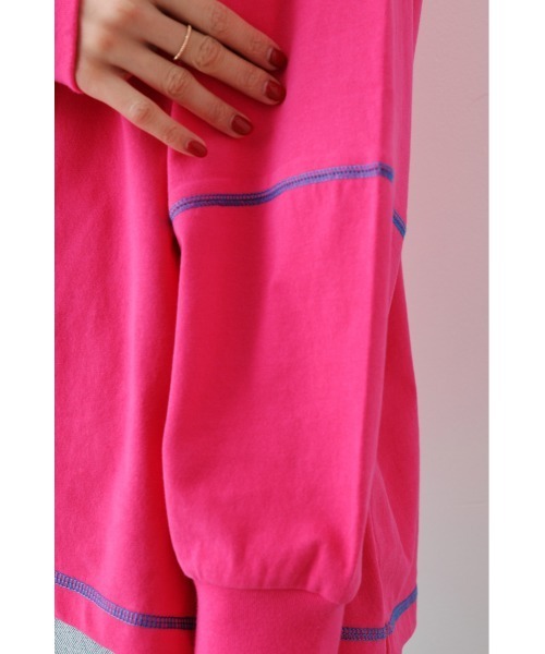 RODEO CROWNS WIDE BOWL（ロデオクラウンズワイドボウル）の「ステッチカラートップス（スウェット・レディース・ピンク/ブラック/オフホワイト/グリーン・FREE）」の19枚目の写真