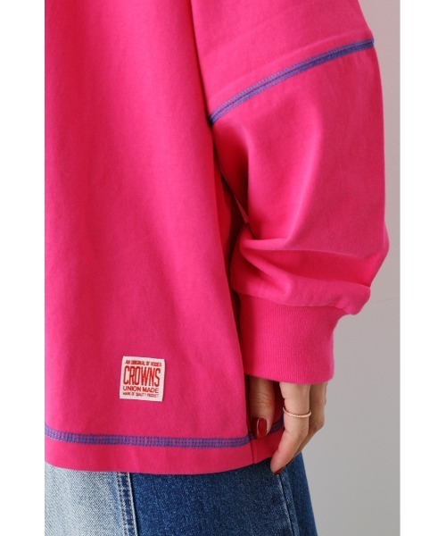 RODEO CROWNS WIDE BOWL（ロデオクラウンズワイドボウル）の「ステッチカラートップス（スウェット・レディース・ピンク/ブラック/オフホワイト/グリーン・FREE）」の21枚目の写真