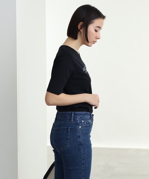 INDIVI（インディヴィ）の「◆【コットン100％/ロゴT/Vネック】メッセージTシャツ（Tシャツ/カットソー・レディース・ホワイト/ブラック/ライトグリーン/ベージュ・12/13/15 /34/38/19/05）」の18枚目の写真