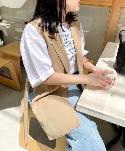 StyleSea（スタイルシー）の「サイドオープンベスト（ベスト・レディース・ブラック/アイボリー/ベージュ・MEDIUM）」の3枚目の写真