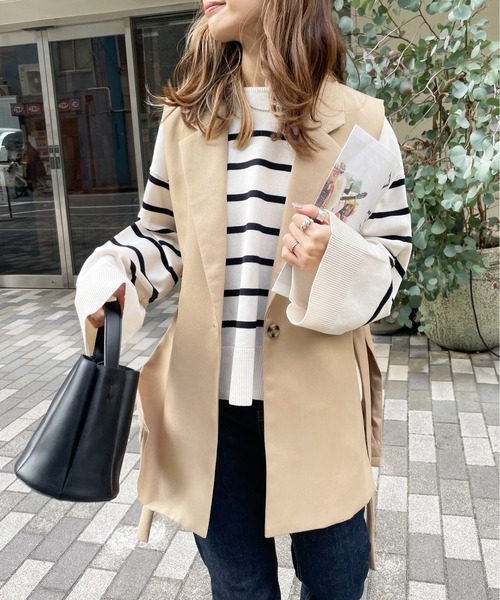 StyleSea（スタイルシー）の「サイドオープンベスト（ベスト・レディース・ブラック/アイボリー/ベージュ・MEDIUM）」の22枚目の写真
