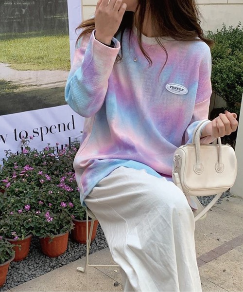 meJane(ミージェーン)の「タイダイロングスリーブプルオーバー(Tシャツ/カットソー・レディース・グリーン系/ピンク系/ネイビー×ホワイト・FREE)」の7枚目の写真