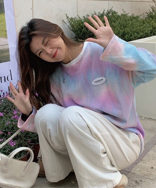 meJane(ミージェーン)の「タイダイロングスリーブプルオーバー(Tシャツ/カットソー・レディース・グリーン系/ピンク系/ネイビー×ホワイト・FREE)」の10枚目の写真