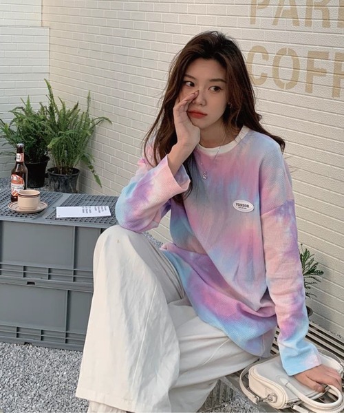 meJane(ミージェーン)の「タイダイロングスリーブプルオーバー(Tシャツ/カットソー・レディース・グリーン系/ピンク系/ネイビー×ホワイト・FREE)」の8枚目の写真