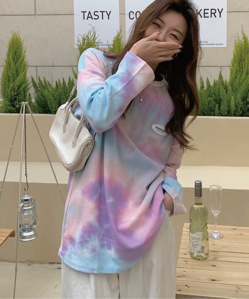 meJane(ミージェーン)の「タイダイロングスリーブプルオーバー(Tシャツ/カットソー・レディース・グリーン系/ピンク系/ネイビー×ホワイト・FREE)」の12枚目の写真
