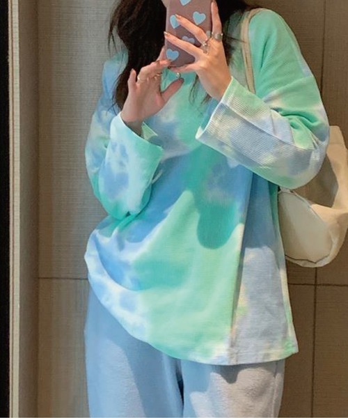 meJane(ミージェーン)の「タイダイロングスリーブプルオーバー(Tシャツ/カットソー・レディース・グリーン系/ピンク系/ネイビー×ホワイト・FREE)」の18枚目の写真