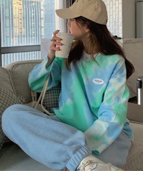 meJane(ミージェーン)の「タイダイロングスリーブプルオーバー(Tシャツ/カットソー・レディース・グリーン系/ピンク系/ネイビー×ホワイト・FREE)」の15枚目の写真