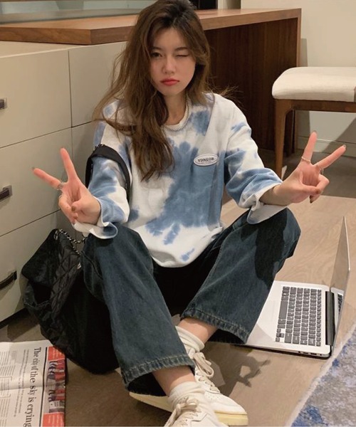 meJane(ミージェーン)の「タイダイロングスリーブプルオーバー(Tシャツ/カットソー・レディース・グリーン系/ピンク系/ネイビー×ホワイト・FREE)」の22枚目の写真