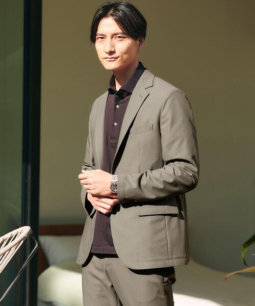 green label relaxing（グリーンレーベルリラクシング）の「トリコットツイル 2B ジャケット -ストレッチ・吸水速乾-（テーラードジャケット・メンズ・ベージュ/ネイビー/ダークグリーン・XS/M/L/XL/S）」の2枚目の写真