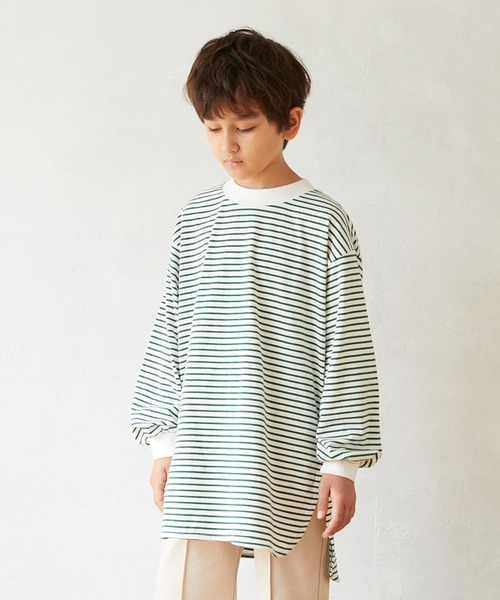 undeny.（アンディニ－）の「アンディニー ボーダー L/S Tシャツ（Tシャツ/カットソー・キッズ・ブラック/グリーン/ブルー・L/XL/M）」の3枚目の写真