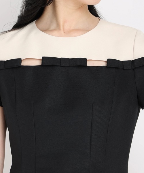 STRAWBERRY-FIELDS（ストロベリーフィールズ）の「クチュールクロス　ミニドレス（ドレス・レディース・ブラック・2）」の6枚目の写真