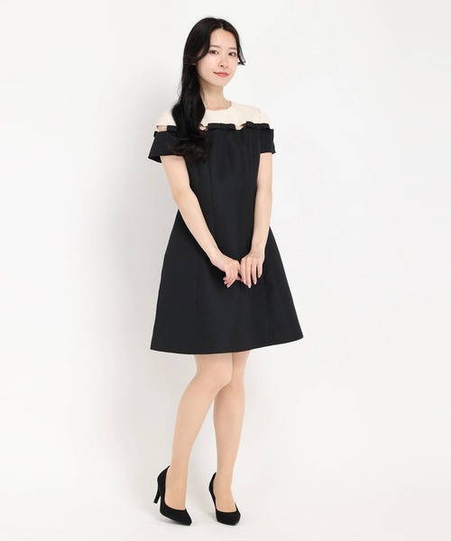 STRAWBERRY-FIELDS（ストロベリーフィールズ）の「クチュールクロス　ミニドレス（ドレス・レディース・ブラック・2）」の2枚目の写真