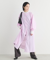 ストライプクレリックシャツワンピース