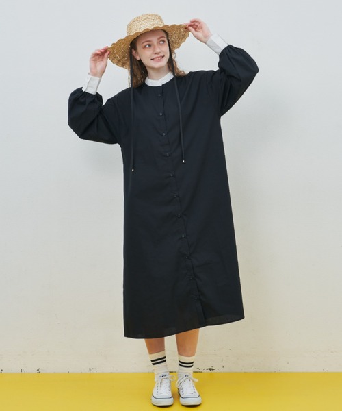 MERLOT（メルロー）の「ストライプクレリックシャツワンピース