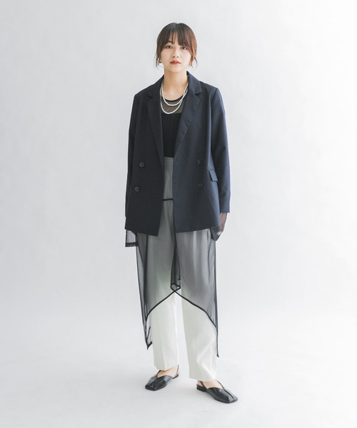 KBF（ケイビーエフ）の「ダブルロングジャケット（テーラードジャケット・レディース・ネイビー/ベージュ・ONE）」の9枚目の写真