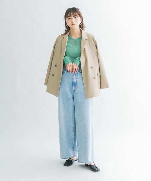 KBF（ケイビーエフ）の「ダブルロングジャケット（テーラードジャケット・レディース・ネイビー/ベージュ・ONE）」の17枚目の写真