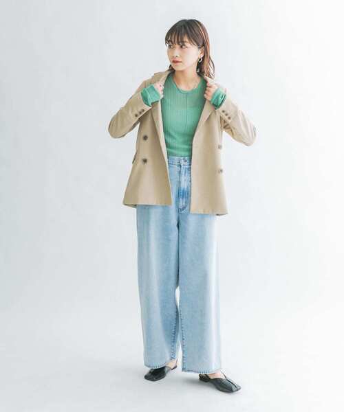 KBF（ケイビーエフ）の「ダブルロングジャケット（テーラードジャケット・レディース・ネイビー/ベージュ・ONE）」の18枚目の写真