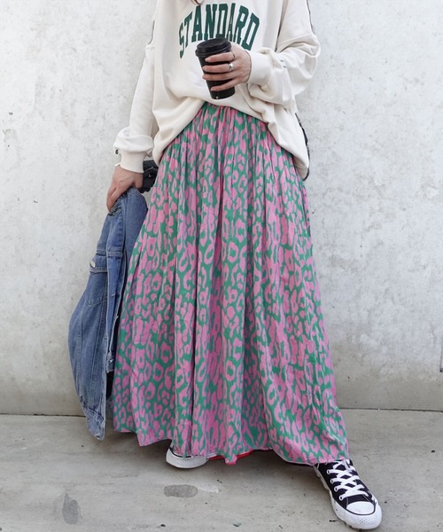 CORNERS（コーナーズ）の「レオパード柄ロングスカート（スカート・レディース・キャメル/ピンク/ベージュ/ネイビー/ブラック・M）」の15枚目の写真