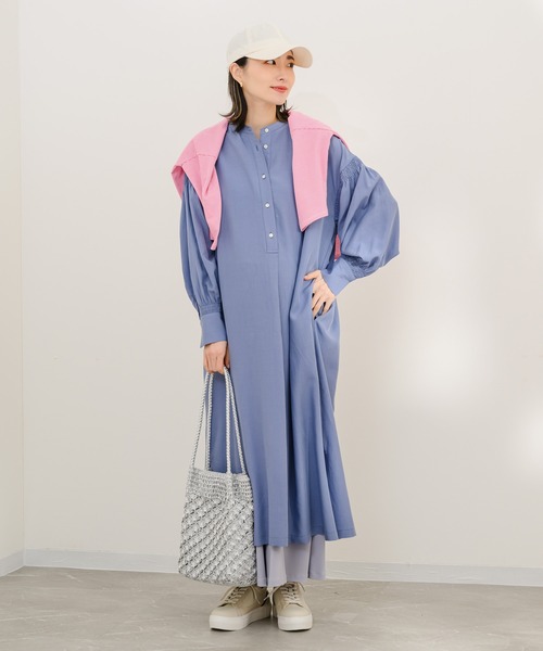 KATHARINE ROSS(キャサリンロス)の「【KATHARINE ROSS】シャーリングシャツワンピース(シャツワンピース・レディース・ブルー/ライトグレー・MEDIUM)」の5枚目の写真