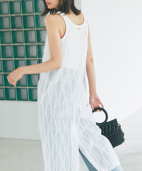 RIVE DROITE（リヴドロワ）の「女性らしいポイントが沢山/チュールキャミワンピース（ワンピース・レディース・ホワイト/ブラック・FREE）」の6枚目の写真