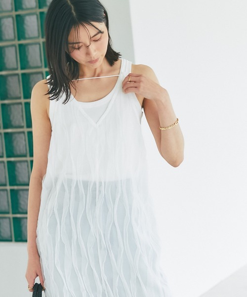 RIVE DROITE（リヴドロワ）の「女性らしいポイントが沢山/チュールキャミワンピース（ワンピース・レディース・ホワイト/ブラック・FREE）」の5枚目の写真