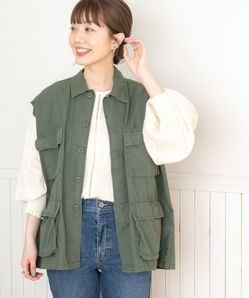 Malle/コットンパフスリーブジャケットブラウス