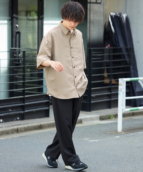 ナチュラルシャンブレーメランジファブリック オーバーサイズ ショート