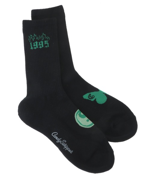 Candy Stripper（キャンディストリッパー）の「CANDY GRAFFITI RIB ソックス（ソックス/靴下・レディース・ブラック/オフホワイト/ライトブルー・FREE）」の8枚目の写真