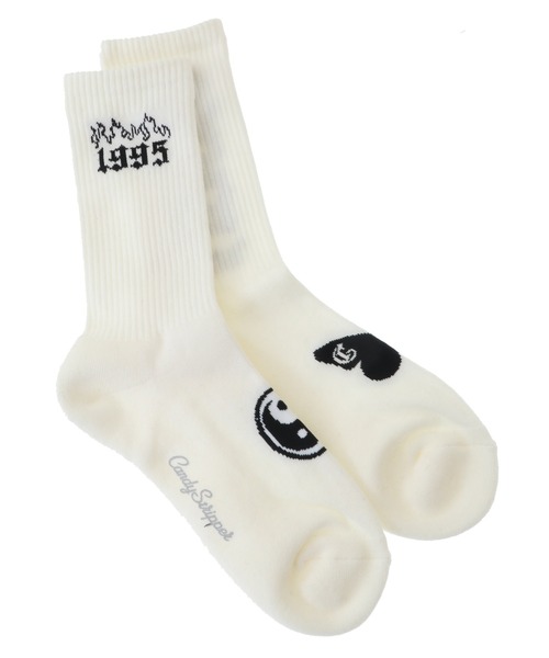 Candy Stripper（キャンディストリッパー）の「CANDY GRAFFITI RIB ソックス（ソックス/靴下・レディース・ブラック/オフホワイト/ライトブルー・FREE）」の6枚目の写真