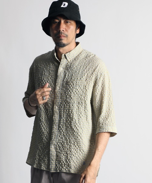 SC38　The DUFFER of St.GEORGE　シアサッカーシャツ　S 25SS】シアサッカーシャツセットアップコーデ【BLACK】 – The