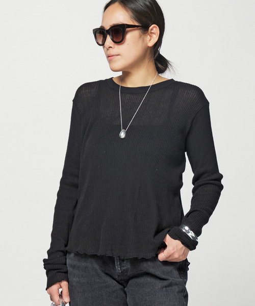 CAROUSE LAMBRA(ケラウズランブラ)の「【CAROUSELAMBRA/ケラウズランブラ】ルーズロングスリーブティーシャツ(Tシャツ/カットソー・レディース・ブラック/ホワイト・FREE)」の2枚目の写真