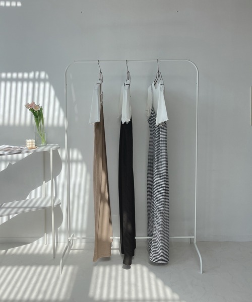 AS KNOW AS plus(アズノゥアズプラス)の「○楊柳サロペットとリブTシャツ セット(サロペット/オーバーオール・レディース・ブラック/ベージュ/チェック・FREE)」の7枚目の写真